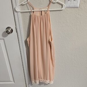 Peach Sleeveless Blouse with Lace Trim size large